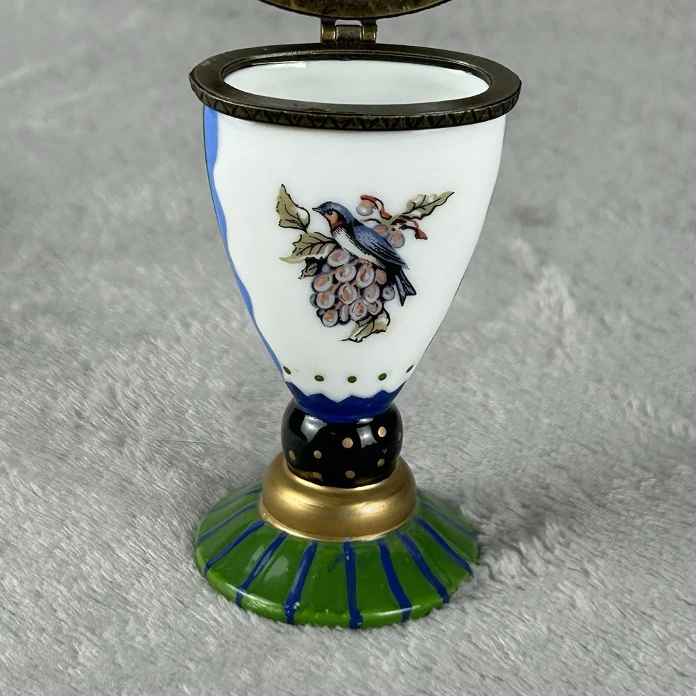 Tracy Porter The Home Collection trinket box shaped like vase, w/bird on grapes
